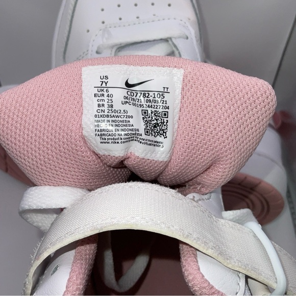Nike Court Borough Mid 2 WhitePink Glaze CD7783-105 Grade‎ School Size 7